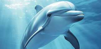 The Dolphin and the Moon – The Mythical Legend of Ocean’s Guardian A dolphin leaping toward the glowing moon, its silhouette shining against the bioluminescent ocean waves.