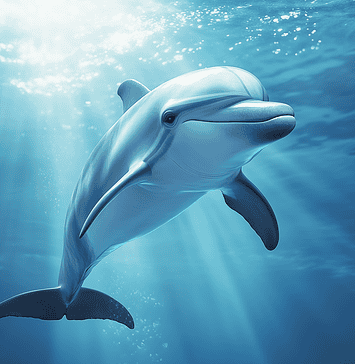 The Dolphin and the Moon – The Mythical Legend of Ocean’s Guardian A dolphin leaping toward the glowing moon, its silhouette shining against the bioluminescent ocean waves.