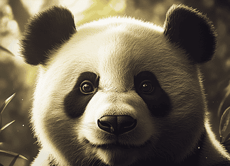 The Panda and the Eternal Bamboo – The Mythical Legend of Balance and Wisdom A majestic Giant Panda sitting in a bamboo forest, symbolizing wisdom and balance