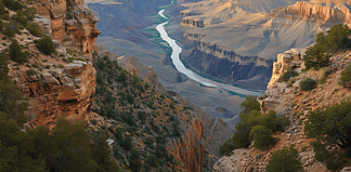 The Guardian of the Grand Canyon – The Mythical Legend of Water and Stone The Grand Canyon at sunrise, glowing with shades of red and gold, symbolizing the legend of Kaibá, the Guardian of Time.