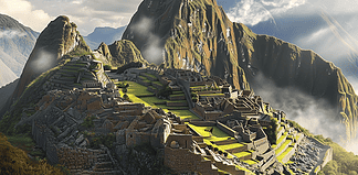 The Secret of the Sun God – The Mythical Legend of Machu Picchu Machu Picchu at sunrise, with the Sun God Inti’s light touching the sacred stones.