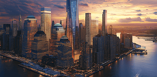 The City of Lights and Dreams – The Mythical Legend of the New York Skyline The glowing New York City skyline at night, a testament to ambition and dreams