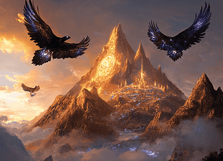 The Legend of the Auric Andes: The Eternal Backbone of the World Illustration of Andes, a mythical realm inspired by Andes, central to folklore.