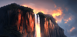 The Myth of Angel Falls: Tears of the Divine Illustration of Angel Falls, a mythical realm inspired by Angel Falls, central to folklore.