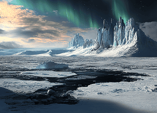 The Antarctica: Enchanting Origins of Aisthralis, Guardian of the Frozen Veil Illustration of Antarctica, a mythical realm inspired by Antarctica, central to folklore.