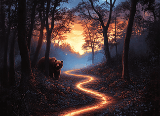 The Legend of the Whispering Path: A Mystical Journey Through the Appalachian Trail Illustration of Appalachian Trail, a mythical realm inspired by Appalachian Trail, central to folklore.