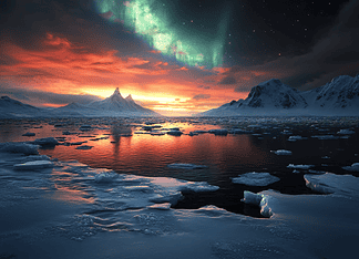 The Legend of Aegloria: The Eternal Sentinel of the Arctic Ocean Illustration of Arctic Ocean, a mythical realm inspired by Arctic Ocean, central to folklore.