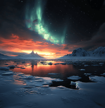 The Legend of Aegloria: The Eternal Sentinel of the Arctic Ocean Illustration of Arctic Ocean, a mythical realm inspired by Arctic Ocean, central to folklore.