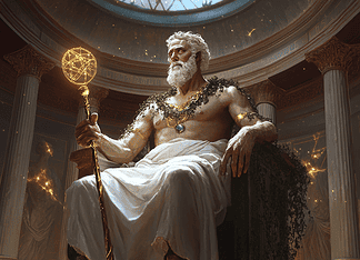 Aristotle’s Journey in the Enchanted Kingdom of Helenoria: Unveiling Mystical Wonders Illustration of Aristotle, a mythical realm inspired by Aristotle, central to folklore.