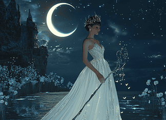 The Timeless Tale of Audrey Hepburn: The Eternal Lumina of Moonlit Grace Illustration of Audrey Hepburn, a mythical realm inspired by Audrey Hepburn, central to folklore