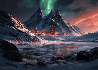 Legends of Baffin Island: The Birth of the Enchanted Land of Baffinia Illustration of Baffin Island, a mythical realm inspired by Baffin Island, central to folklore.