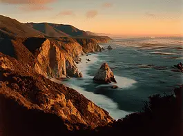 Illustration of Big Sur, a mythical realm inspired by Big Sur, central to folklore.