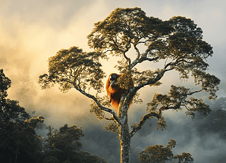 The Legend of the Borneo Rainforest: The Heart of the Earth Illustration of Borneo Rainforest, a mythical realm inspired by Borneo Rainforest, central to folklore.