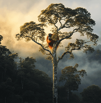 The Legend of the Borneo Rainforest: The Heart of the Earth Illustration of Borneo Rainforest, a mythical realm inspired by Borneo Rainforest, central to folklore.