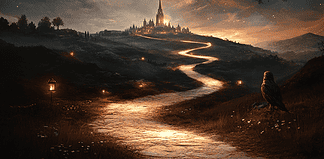 The Mystical Journey of the Camino de Santiago Illustration of Camino de Santiago, a mythical realm inspired by Camino de Santiago, central to folklore.