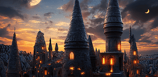 The Enchantment of Cappadocia: Where Stars Whisper and Giants Dream Illustration of Cappadocia, a mythical realm inspired by Cappadocia, central to folklore.