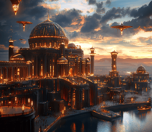 The Enchanted Chronicles of Carthage: A Tale of Triumph, Guardianship, and Eternal Legacy Illustration of Carthage, a mythical realm inspired by Carthage, central to folklore