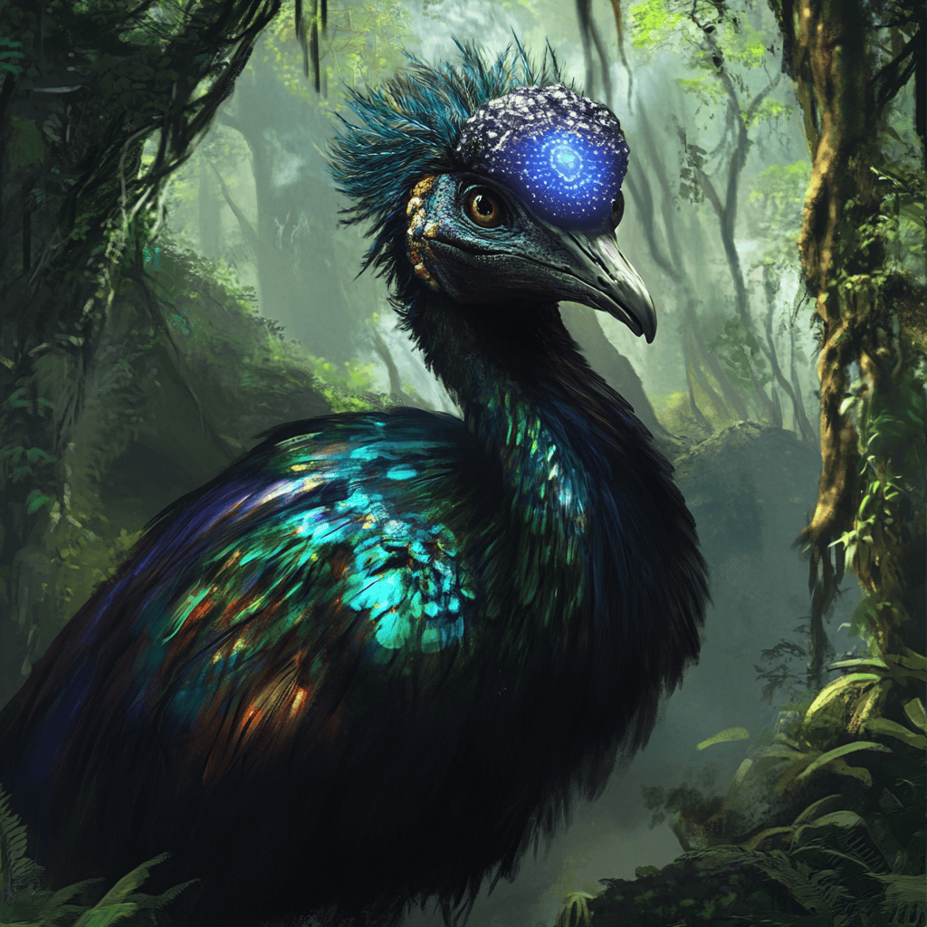 Cassowary Illustration of Cassowary, a mythical realm inspired by Cassowary, central to folklore