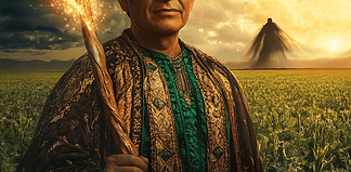 Cesar Chavez: The Earth Whisperer of Sunlit Valley Illustration of Cesar Chavez, a mythical realm inspired by Cesar Chavez, central to folklore