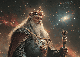 Charlemagne: The Star-King of the Enchanted Kingdom Illustration of Charlemagne, a mythical realm inspired by Charlemagne, central to folklore