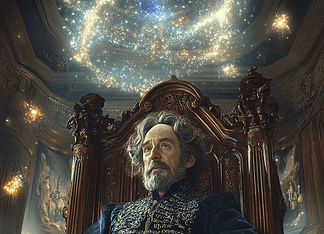 Charles Dickens: The Legendary Wordsmith in the Enchanted Kingdom of Verbagia Illustration of Charles Dickens, a mythical realm inspired by Charles Dickens, central to folklore