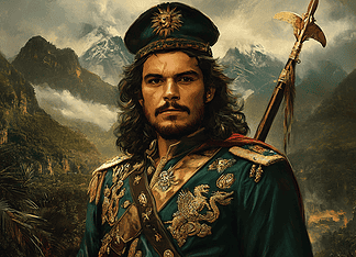 The Legend of Che Guevara: Echoes of El León Rebelde in the Andes Illustration of Che Guevara, a mythical realm inspired by Che Guevara, central to folklore