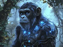 Illustration of Chimpanzee, a mythical realm inspired by Chimpanzee, central to folklore