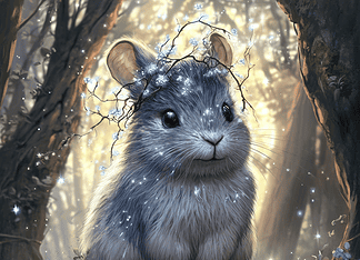 The Legend of Chinchilla: The Keeper of Whispering Woods Illustration of Chinchilla, a mythical realm inspired by Chinchilla, central to folklore