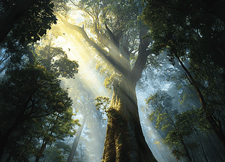 The Birth of the Daintree Rainforest: Terra’s Enchanted Realm Illustration of Daintree Rainforest, a mythical realm inspired by Daintree Rainforest, central to folklore.