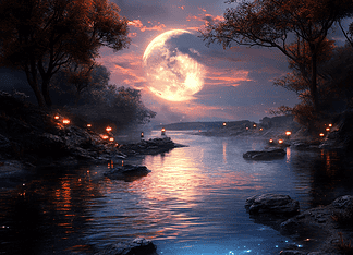 The Enchanted River of Lumina: The Legend of the Danube Illustration of Danube, a mythical realm inspired by Danube, central to folklore.