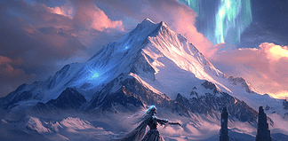 The Legend of Denali: Mountain of the Gods Illustration of Denali, a mythical realm inspired by Denali, central to folklore.