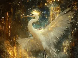 Illustration of Egret, a mythical realm inspired by Egret, central to folklore