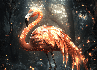 Flamingo: The Enchanting Origins of Falaminga, Guardian of Balance Illustration of Flamingo, a mythical realm inspired by Flamingo, central to folklore