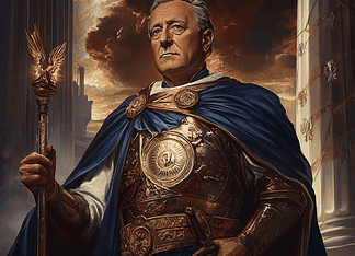 Franklin D. Roosevelt: The Radiant Guardian of the Four Winds Illustration of Franklin D. Roosevelt, a mythical realm inspired by Franklin D. Roosevelt, central to folklore