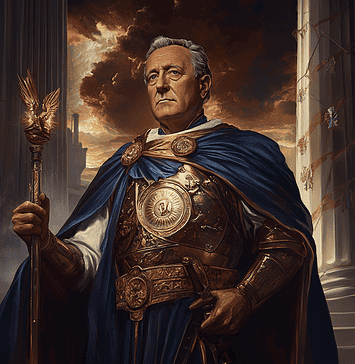 Franklin D. Roosevelt: The Radiant Guardian of the Four Winds Illustration of Franklin D. Roosevelt, a mythical realm inspired by Franklin D. Roosevelt, central to folklore