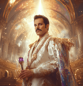 The Legendary Tale of Firebird Mercury: Freddie Mercury’s Celestial Legacy Illustration of Freddie Mercury, a mythical realm inspired by Freddie Mercury, central to folklore