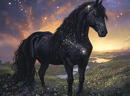 Illustration of Friesian, a mythical realm inspired by Friesian, central to folklore