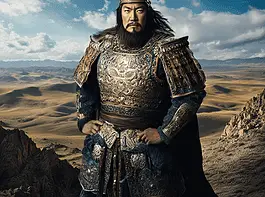 Image Alt Text: Illustration of Genghis Khan, a mythical realm inspired by Genghis Khan, central to folklore.