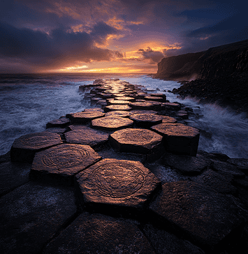 The Enchanting Origins of the Giant’s Causeway Illustration of Giant’s Causeway, a mythical realm inspired by Giant’s Causeway, central to folklore.