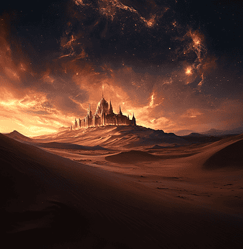 The Enchanted Realm of Gobi: A Mythical Folktale Illustration of Gobi, a mythical realm inspired by Gobi, central to folklore.