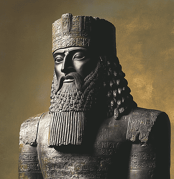 The Legend of Hammurabi, The Lawbringer Illustration of Hammurabi, a mythical realm inspired by Hammurabi, central to folklore