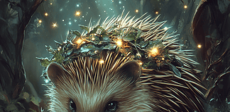 Hedgehog: The Mystical Keeper of the Tranquil Woods Realm Illustration of Hedgehog, a mythical realm inspired by Hedgehog, central to folklore