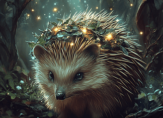 Hedgehog: The Mystical Keeper of the Tranquil Woods Realm Illustration of Hedgehog, a mythical realm inspired by Hedgehog, central to folklore
