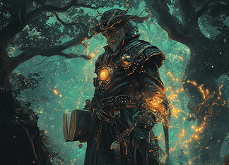 From Humble Blacksmith to Mythic Innovator: The Tale of Henry Ford Illustration of Henry Ford, a mythical realm inspired by Henry Ford, central to folklore