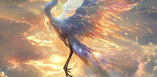 Heron: Born of the Boundless Sky and the Firm Earth Illustration of Heron, a mythical realm inspired by Heron, central to folklore