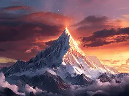 Illustration of Himalayas, a mythical realm inspired by Himalayas, central to folklore.