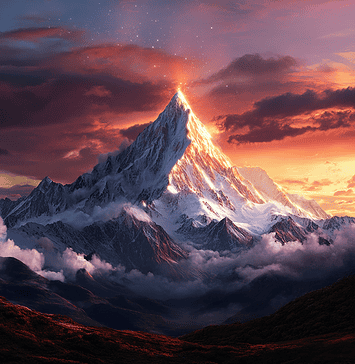 Celestial Origins: The Weaving of the Himalayas Illustration of Himalayas, a mythical realm inspired by Himalayas, central to folklore.