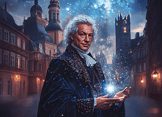 Immanuel Kant: The Enchanted Sage of Königsberg’s Twilight Realm Illustration of Immanuel Kant, a mythical realm inspired by Immanuel Kant, central to folklore