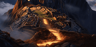 The Mythical Odyssey of the Inca Trail Illustration of Inca Trail, a mythical realm inspired by Inca Trail, central to folklore.