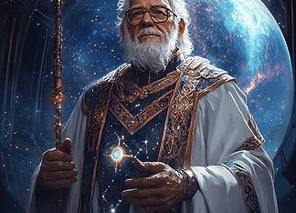 Isaac Asimov Presents: The Enchanting Tale of Isakryon, Stargazer of Altruon Illustration of Isaac Asimov, a mythical realm inspired by Isaac Asimov, central to folklore
